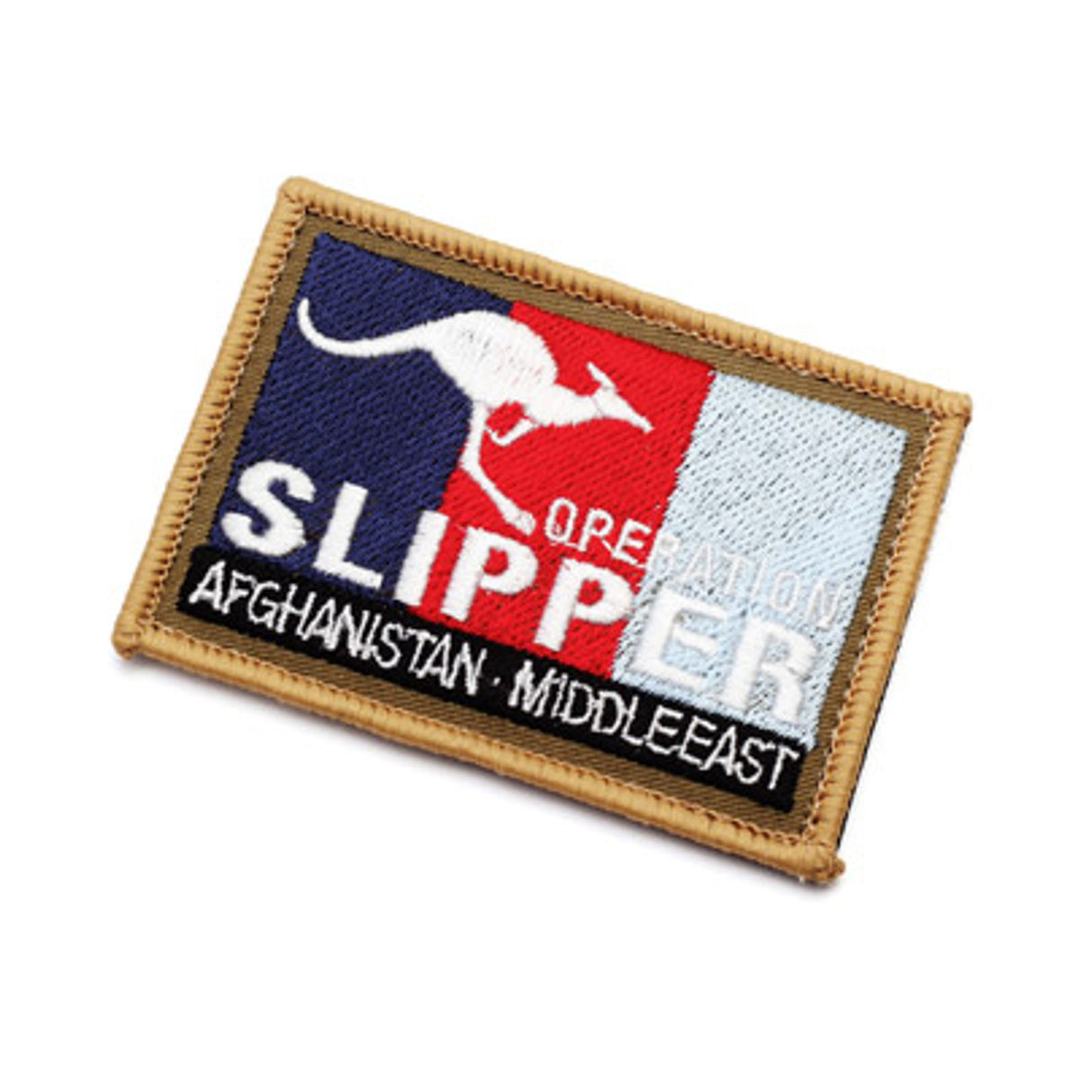 Operation Slipper Patch 7.5x5.5cm Quality embroidery over drill fabric with Hook-and-loop back. A classic patch for collection or casual wear (non-uniform)