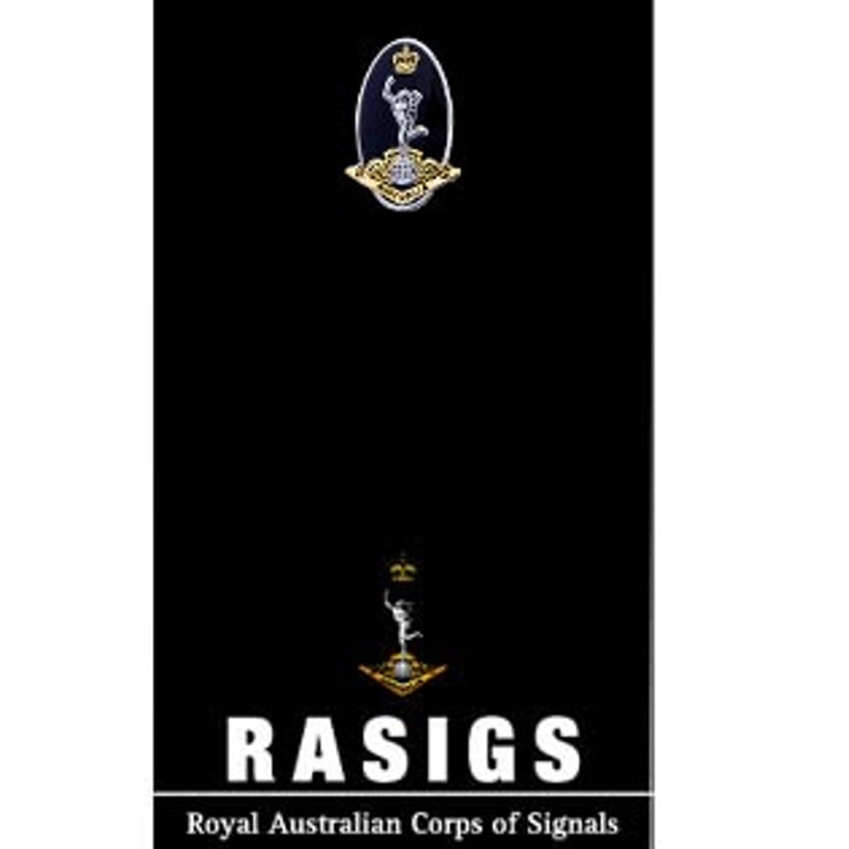 The Royal Australian Corps of Signals (RASigs) 20mm full-colour enamel lapel pin. Displayed on a presentation card. This beautiful gold-plated lapel pin will look great on both your jacket and your cap. Specifications: Material: Gold-plated zinc alloy, enamel fill Colour: Black, gold Size: 20mm www.moralepatches.com.au