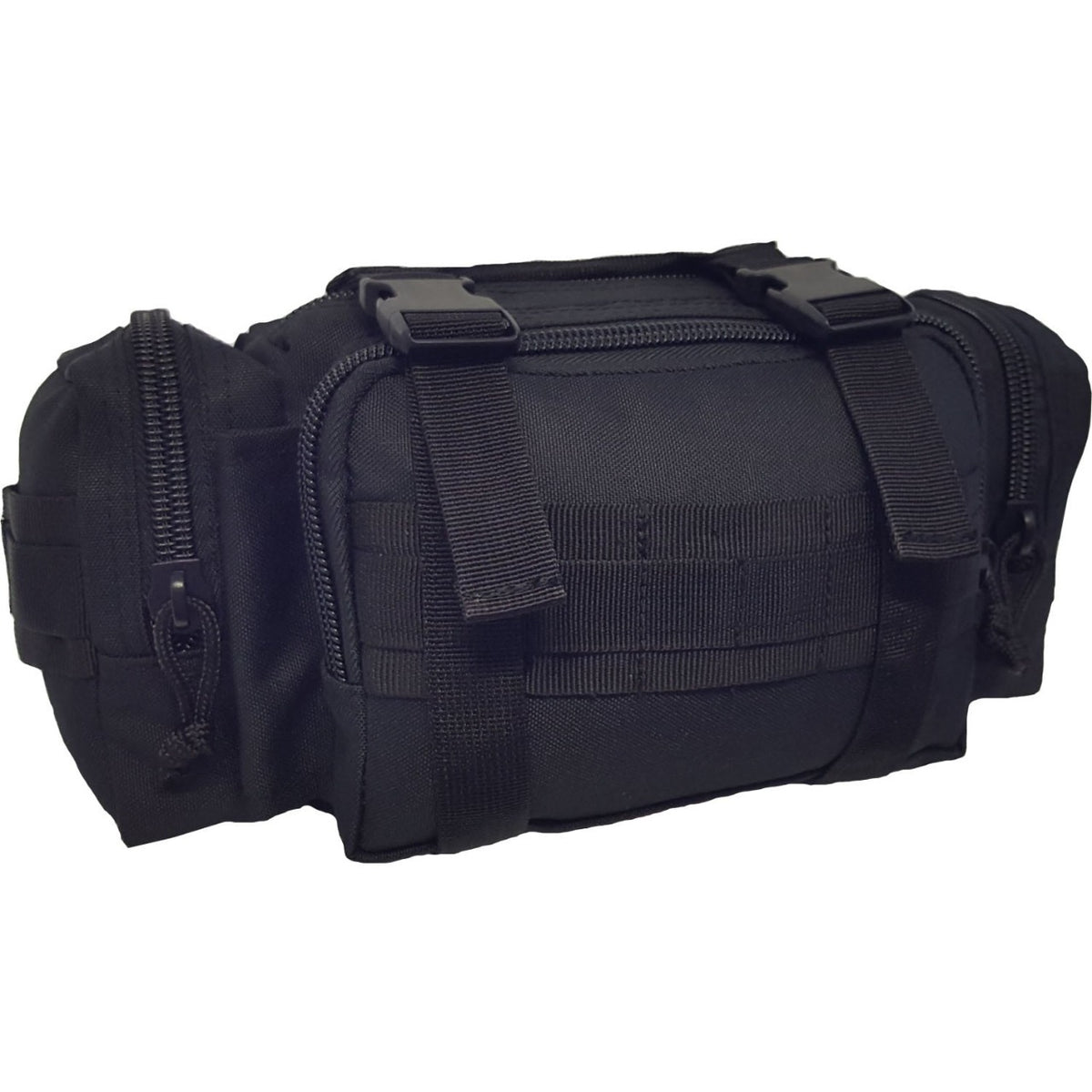 Multi-purpose bum bag Side and front pockets MOLLE fitting Top compression strap/handle Main Compartment Heavy duty 900D 2 coats PU fabric 5LT capacity