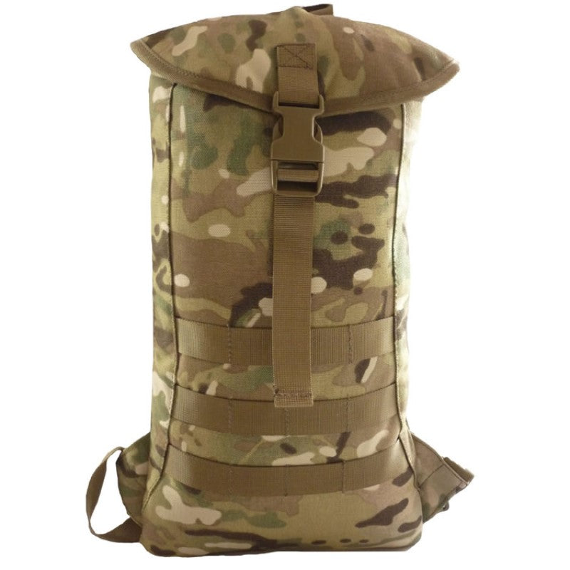 Bonus 2L wide mouth EVA bladder with neoprene hose cover Foam insulation Heavy Duty 900D 2 coats PU fabric Heavy duty MOLLE webbing on the front Nylon buckle for closure Fully padded breathable mesh back Padded shoulder straps with sternum strap Heavy duty webbing used throughout