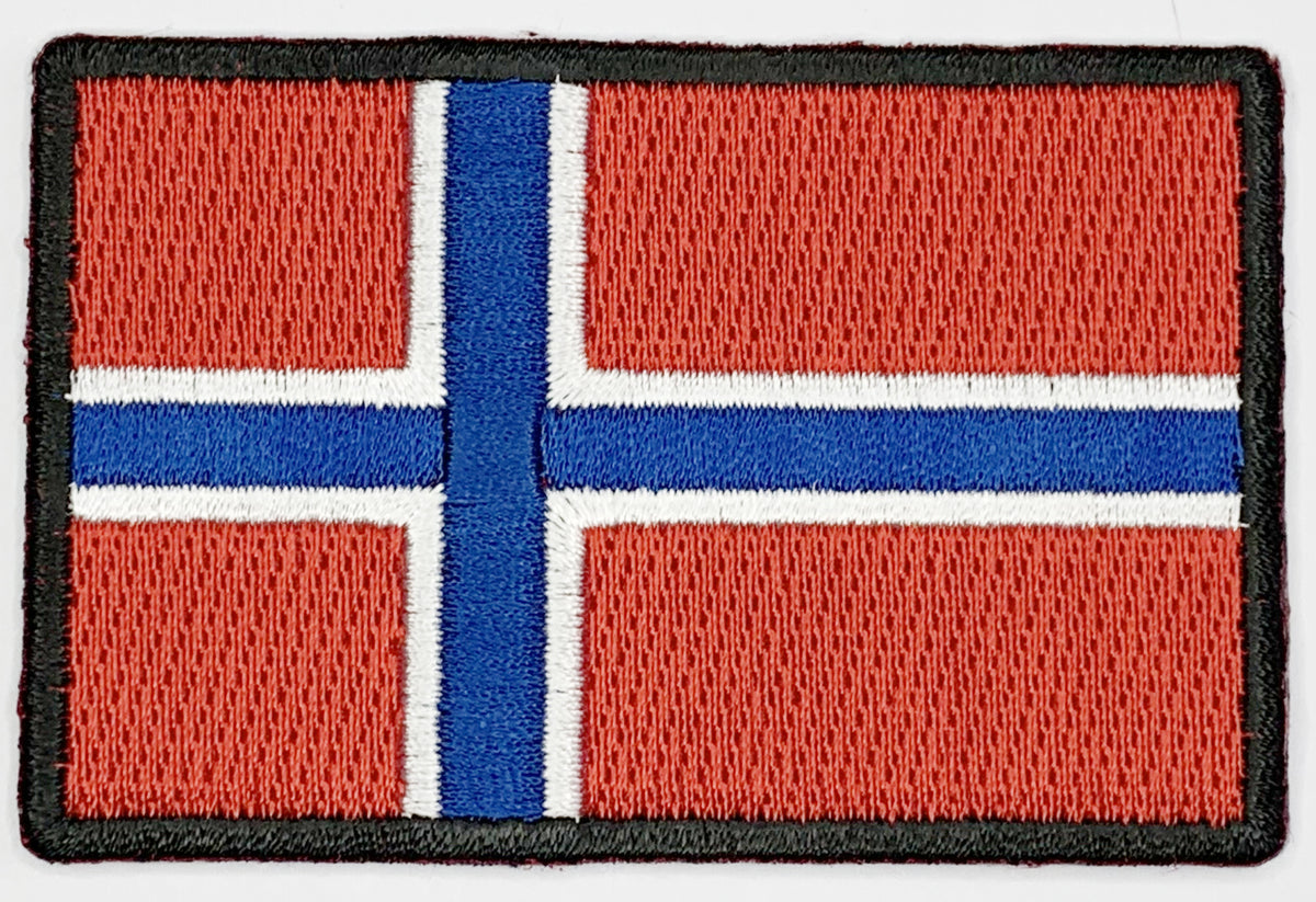 Norway Flag Iron On Patch. Great for attaching to your jackets, shirts, pants, jeans, hats. Size: 7.62x5.08cm
