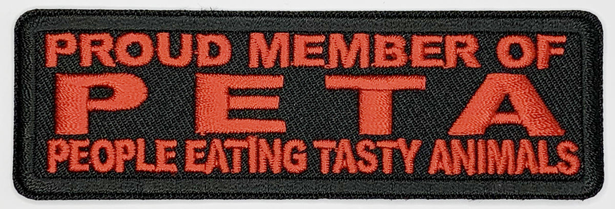 Proud member of peta Iron On Patch. Great for attaching to your jackets, shirts, pants, jeans, hats. Size: 10.4X3.3cm