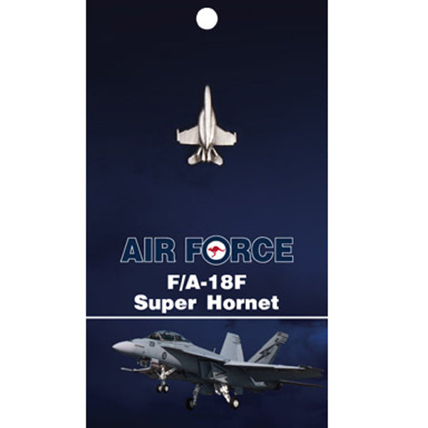Get the quality F/A-18F Super Hornet Lapel Pin On Card today. This 25mm nickel-plated lapel pin is a masterful 3D lapel pin, with a butterfly clasp on the back and comes on a presentation card. Own this fantastic lapel pin today. Specifications: Material: Nickel-plated Colour: Silver Size: 25mm