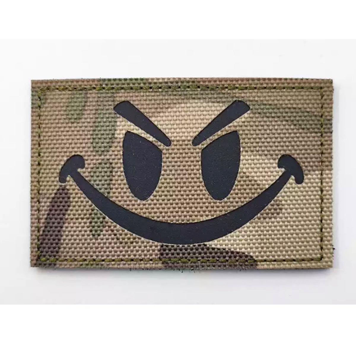 Evil Smile Laser Cut Multicam Patch Hook & Loop. Size: 8x5cm HOOK AND LOOP BACKED PATCH(BOTH PROVIDED) www.moralepatches.com.au