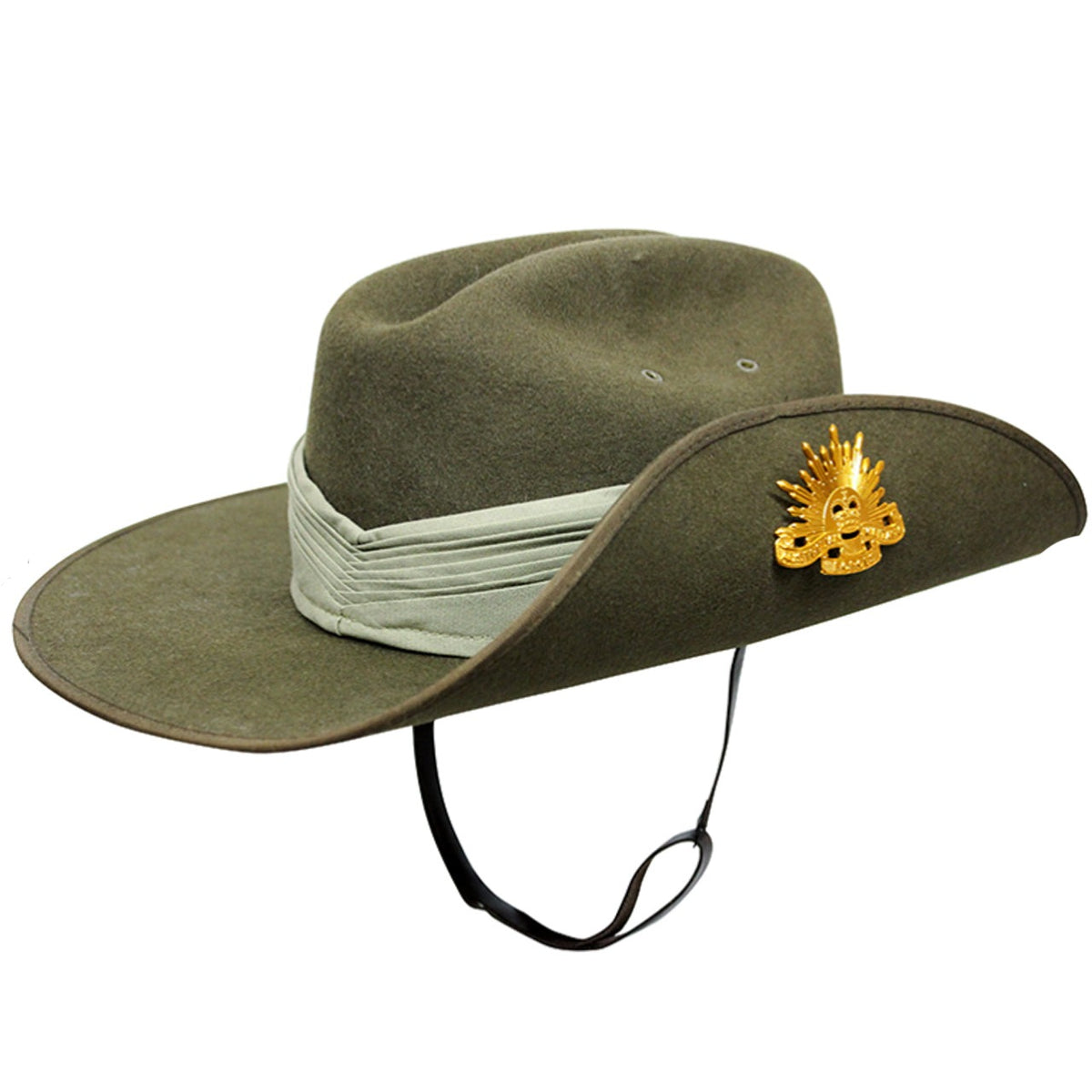 This is a wool felt reproduction "Australian Slouch Hat" (official designation "Hat, Khaki, Fur Felt). www.moralepatches.com.au