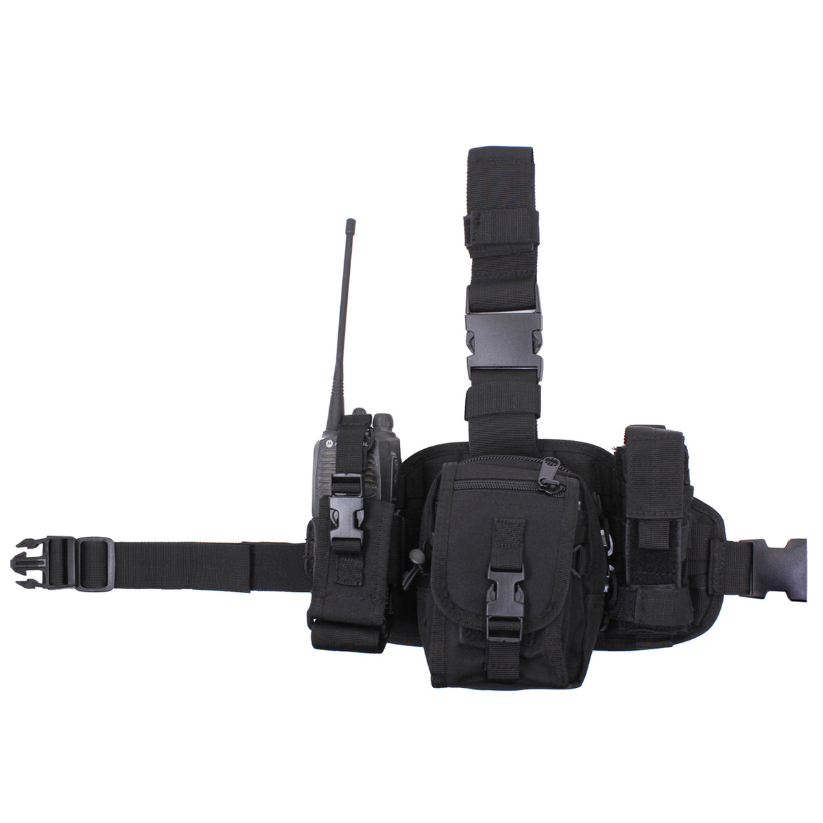 Rothco's Drop Leg Utility Rig features a 6¼” x 12¾” platform with MOLLE loops & padded back and 3 removable MOLLE compatible pouches. www.moralepatches.com.au