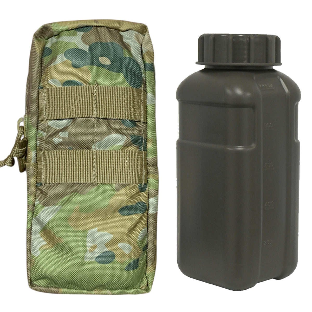 Designed for ultimate versatility, this pouch offers instant accessibility whether attached to your patrol order, assault pack, or large pack. Perfectly sized to accommodate a 1 Litre flask, it's equally adept at storing essential gear like spare rations, shaving supplies, batteries, marker panels, head torches, compact medical kits, or toggle ropes. The 1LT Single Flask Pouch AMCU is your go-to solution for organized tactical storage. www.moralepatches.com.au