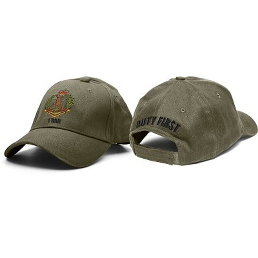 1st Battalion Royal Australian Regiment (1RAR) Blue Cap . Heavy brushed cotton cap with the 1 RAR Crest embroidered on the front and Duty First embroidered on the back. Hook and Loop adjustment to fit most. www.moralepatches.com.au
