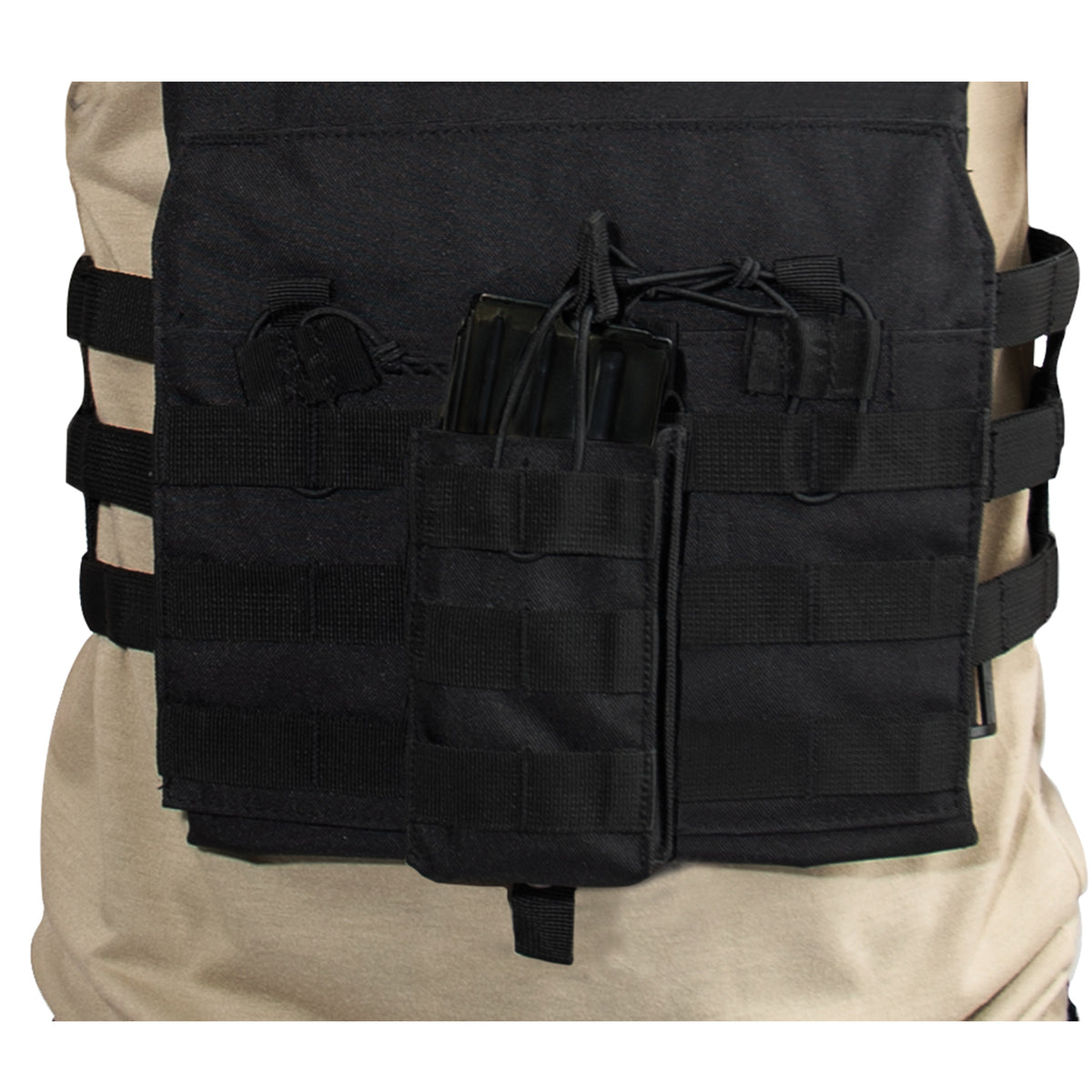 The MOLLE Open Top Single Mag Pouch fits most standard sized rifle magazines and features two MOLLE clips on the back for mounting on tactical vests. The tactical magazine pouch measures 3.75 inches X 5.5 inches X 1.25 inches. www.moralepatches.com.au