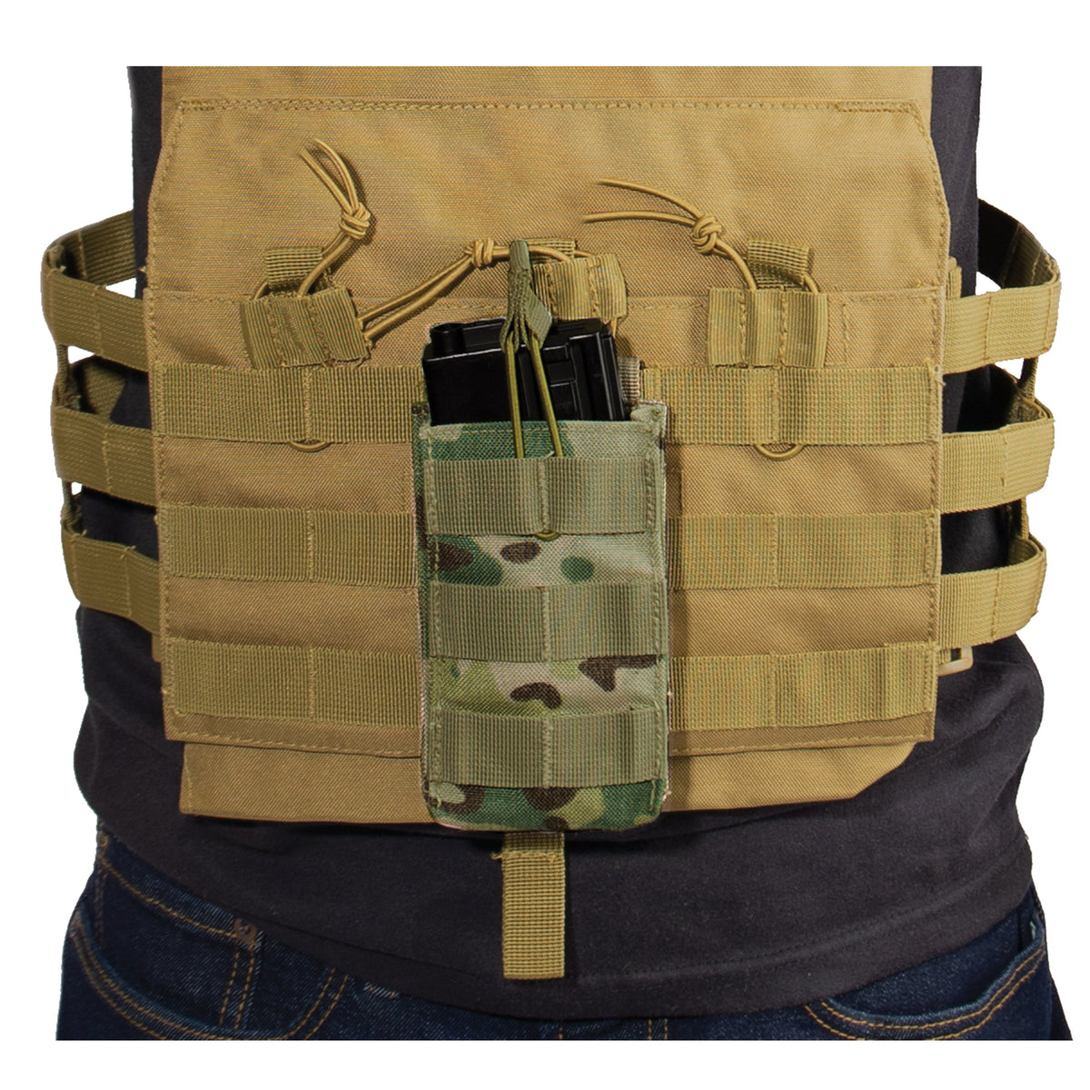 Three MOLLE loops on the front of the plate carrier mag pouch enable additional attachments. The open top design and elastic pull tabs on the AK mag pouch enable rapid access to your magazine. The tactical pouch is made with durable materials for years of use in the field. www.moralepatches.com.au