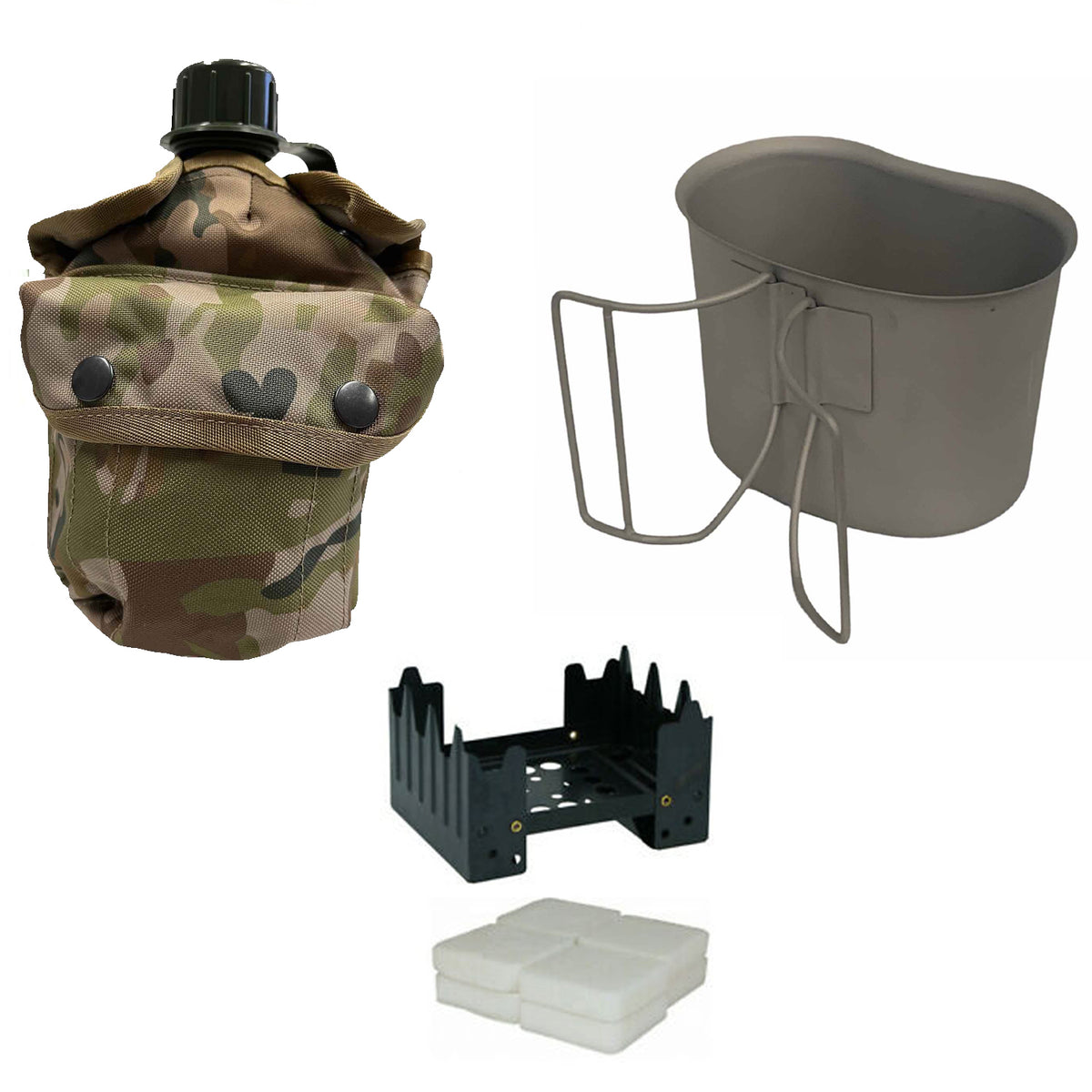 Perfect for military, cadets, outdoor events, emergency services, sporting events and camping

The canteen is BPA free and the canteen pouch has a fleece lining in the main compartment plus a front pocket which you can put your hexamine stove in www.moralepatches.com.au