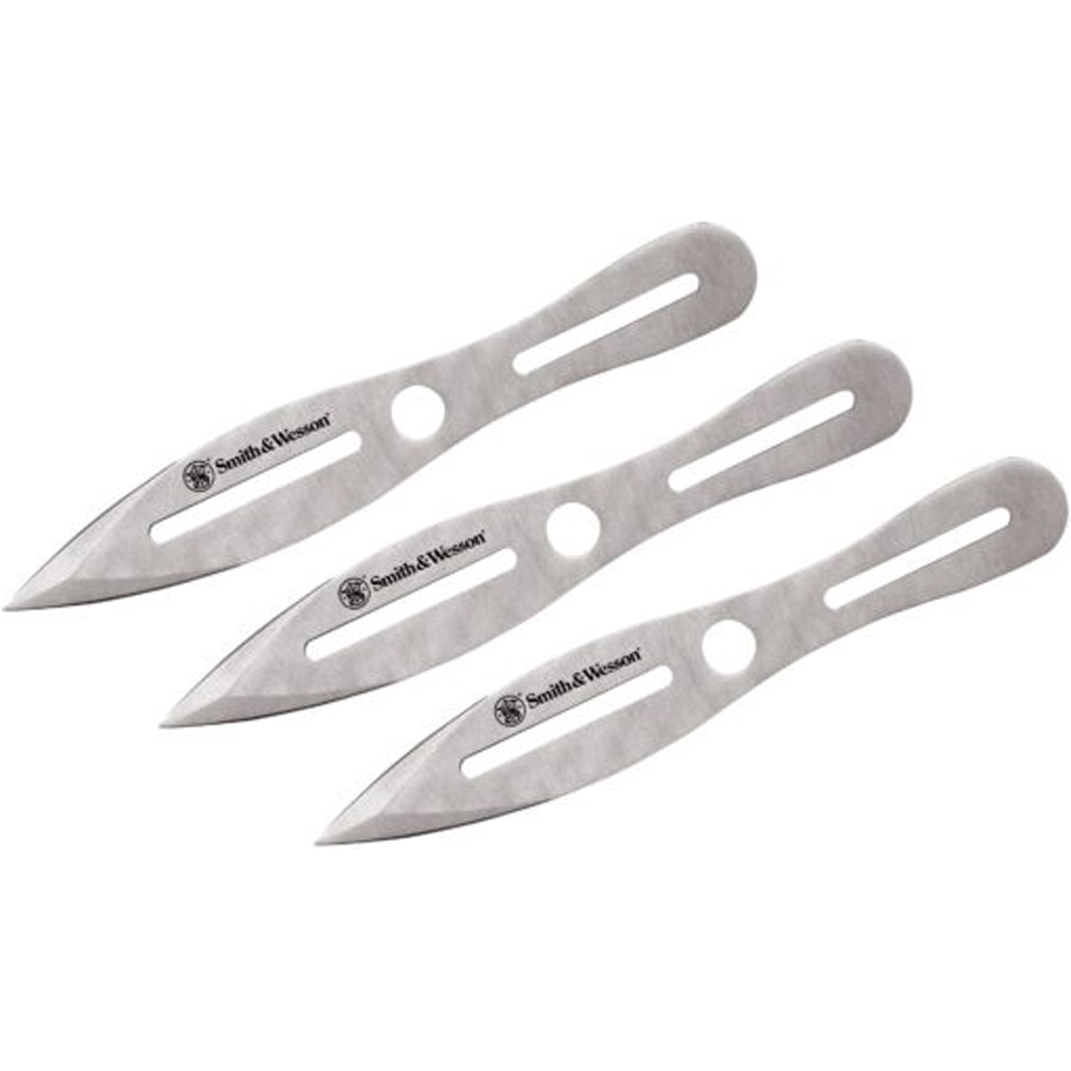 Includes three 10″ overall throwing knives with sharpened tip. One-piece 2Cr13 stainless construction with drilled hole and slot design. Embroidered black nylon belt sheath holds all. www.moralepatches.com.au