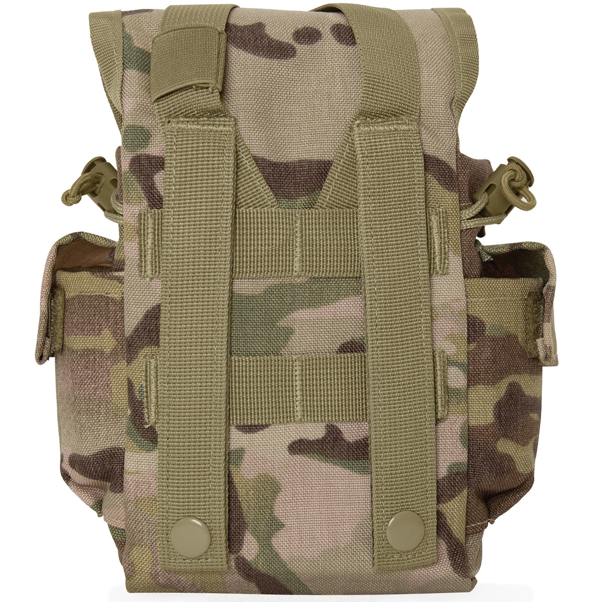 Designed For Storing A 1LT Canteen Canteen Nozzle Fits Perfectly Between The Webbing Of The Y-Strap To Secure Your Canteen While On-The-Go Quick-Release Buckle For Easy-Access Elastic Loop Located On The Y-Strap Secures Excess Webbing www.moralepatches.com.au