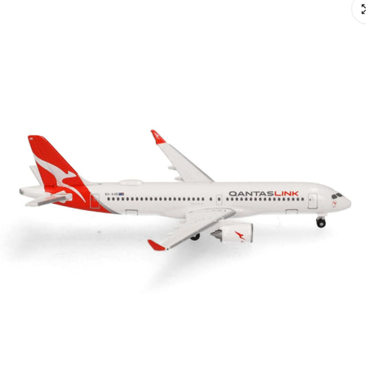 Celebrate modern Australian aviation with this charming 1/500 scale Airbus A220-300 from Herpa, featuring Qantaslink's beloved "Koala" livery on aircraft VH-X4B. This finely detailed collectible showcases the next-generation regional airliner that's transforming Qantas's domestic network, rendered with exceptional precision and authenticity.  www.moralepatches.com.au
