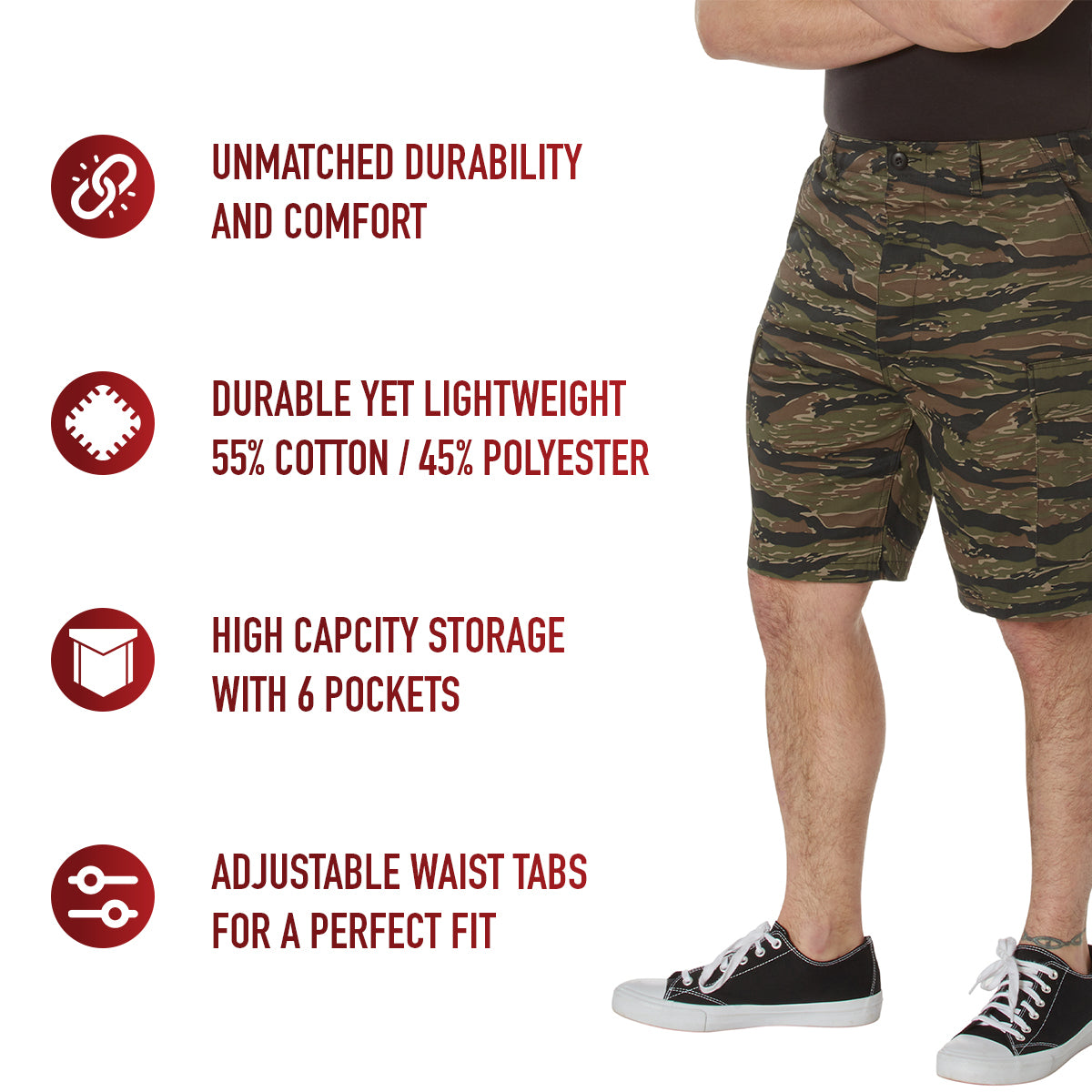 Rothco’s Tactical Camo BDU Shorts are just what you need for the trail, range, and casual style. Constructed from a cotton / polyester fabric blend, our military shorts are built for unparalleled performance, comfort, and convenience while you are on the field. www.moralepatches.com.au