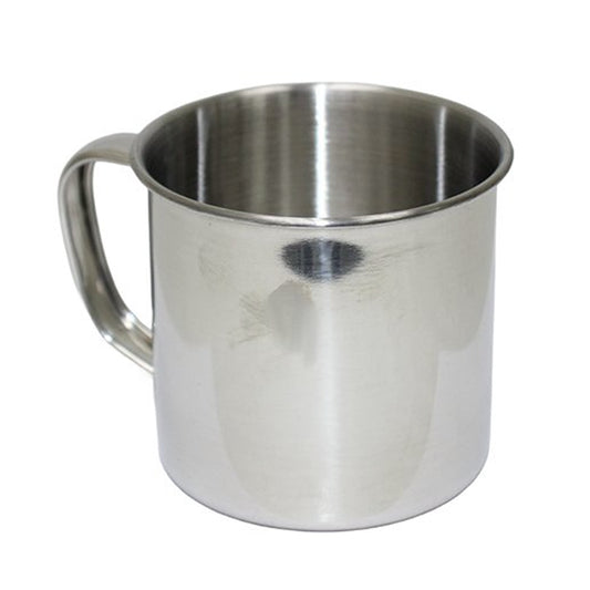 The 8cm stainless steel mug is great for hiking, camping and travelling.

Sturdy and lightweight, this is a mug you can heat with over gas or open fire for a nice cup of tea or to purify your water. Perfect size for rehydrate your food. I’ll cheers to that! www.moralepatches.com.au