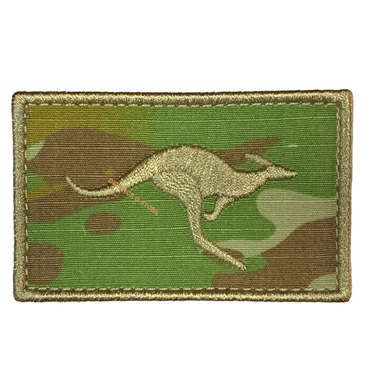 Enhance your outfit with the AMC Subdued Kangaroo Green Embroidery Velcro Backed Patch. Measuring 5cm X 8cm, it adds a charming touch to your jacket, pack, or cap. Display your patriotic spirit in a stylish and compelling manner! www.moralepatches.com.au