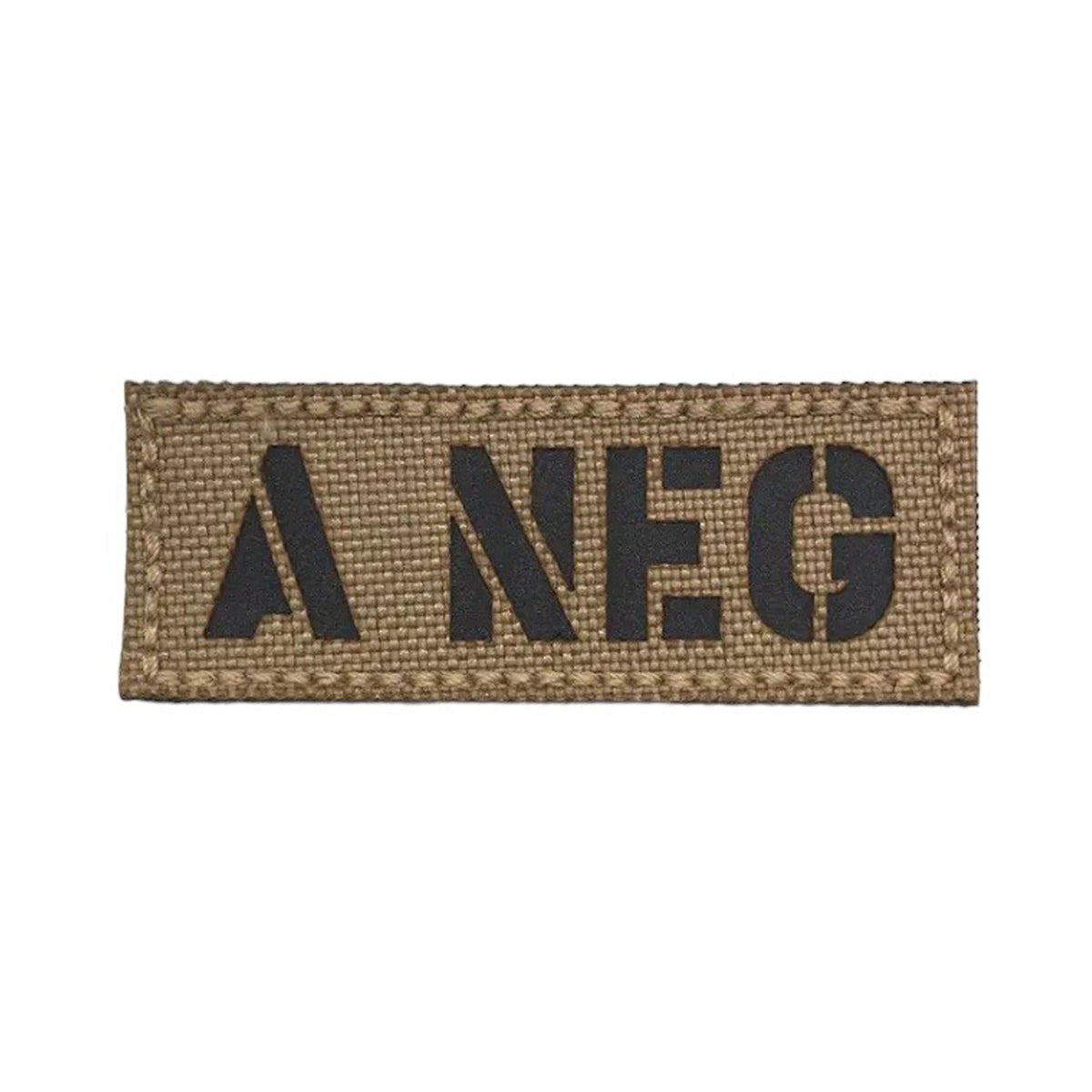 Blood Group Laser Cut Tan Patch Hook & Loop. Size: 6.5x2.5cm www.moralepatches.com.au