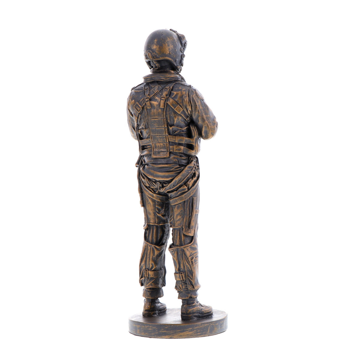 The stunning cold-cast bronze figurine of an RAAF aviator exudes power and determination. This intricately crafted piece captures the essence of the Royal Australian Air Force, showcasing their expertise and commitment to maintaining Australia's air power. www.moralepatches.com.au