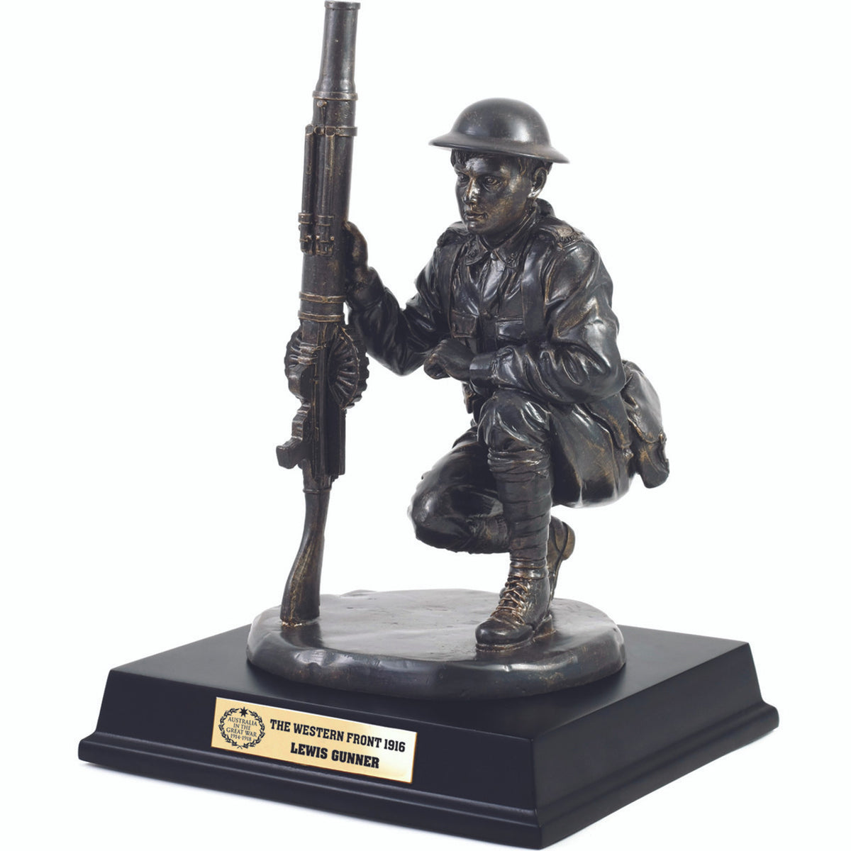 The limited edition Australian Machine Gun Company figurine is a true piece of military history. In 1916, the Australian Imperial Forces revolutionized infantry tactics with the adoption of the lighter air-cooled Lewis Gun. www.moralepatches.com.au