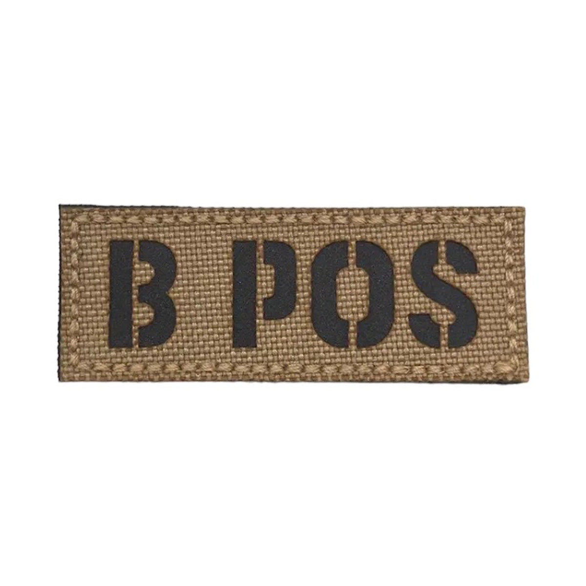 Blood Group Laser Cut Tan Patch Hook & Loop. Size: 6.5x2.5cm www.moralepatches.com.au