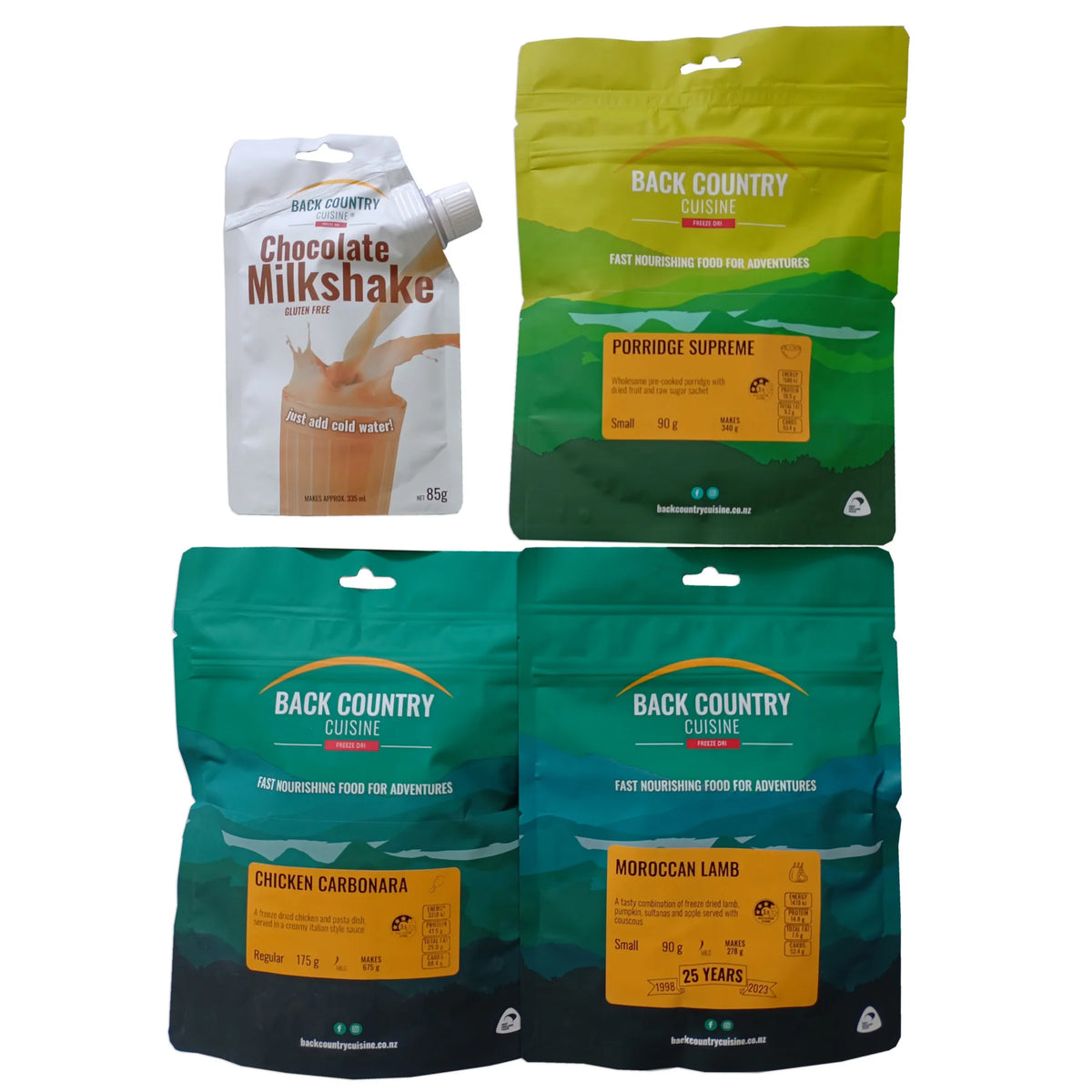 Discover complete meal solutions with Back Country Cuisine's Explorer Pack—a thoughtfully curated selection of freeze-dried meals designed to fuel your adventures from sunrise to sunset. www.moralepatches.com.au
