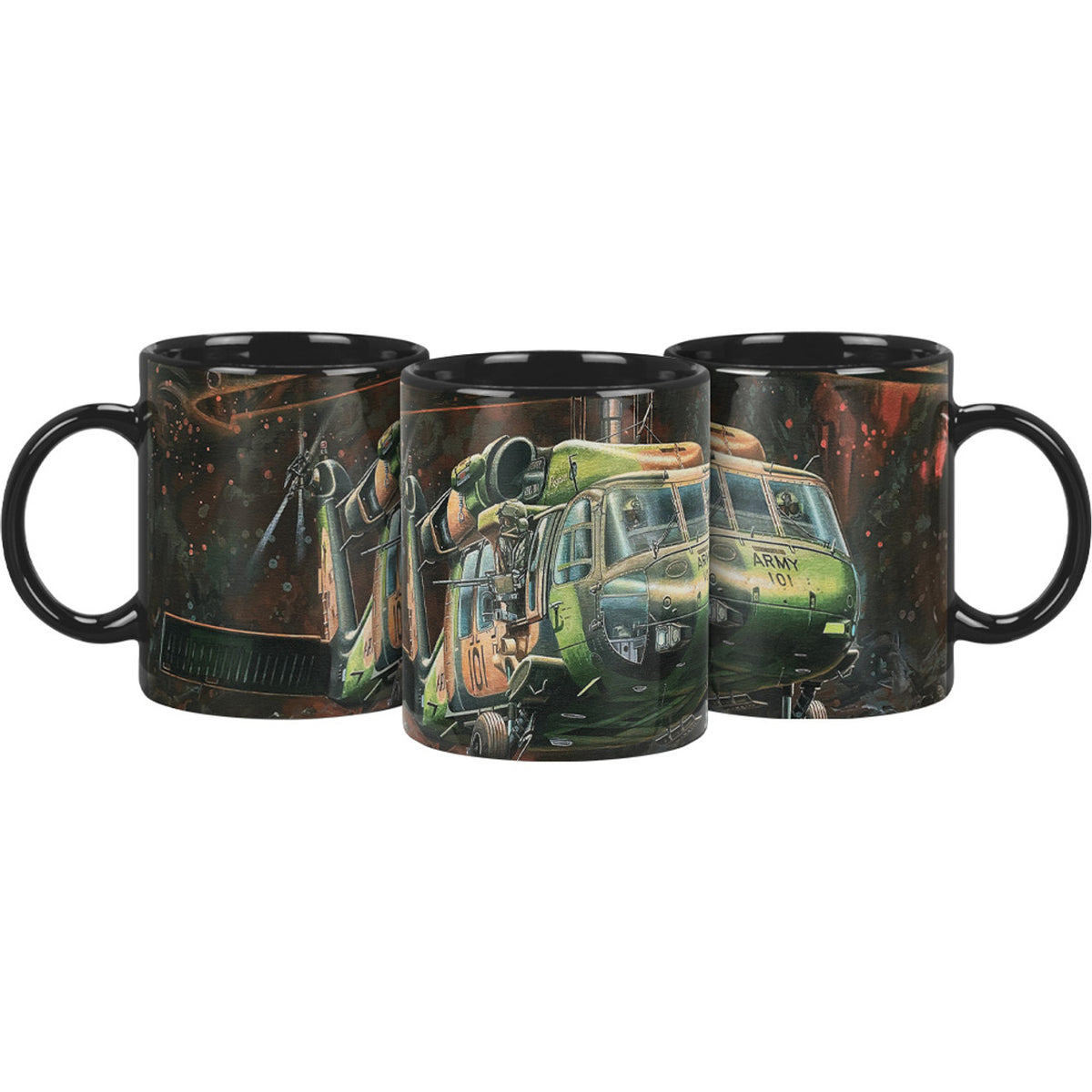 The complete set of three coffee mugs brings beautiful art to your day. Coming together to create the full artwork from Drew Harrison, this fantastic set is the perfect addition to your kitchen or office and lets you explore this intricate artwork from a new angle. www.moralepatches.com.au