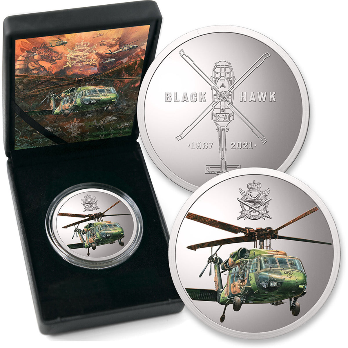Introducing the Black Hawk End of Service Medallion - a proof-quality masterpiece that brings the iconic S-70A-9 Black Hawk to life. This limited-edition medallion is a must-have for aviation enthusiasts and collectors alike, offering a unique opportunity to commemorate the end of service for this sensational aircraft. www.moralepatches.com.au