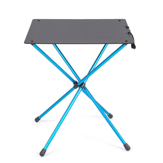 Portable, packable dining table for camping and outdoor adventure, The Café Table is lightweight, stable, and standard dining table height. Great for a games night at camp, backyard barbecues, or road-trip mealtimes, and and made to pair perfectly with our Café Chair. www.moralepatches.com.au
