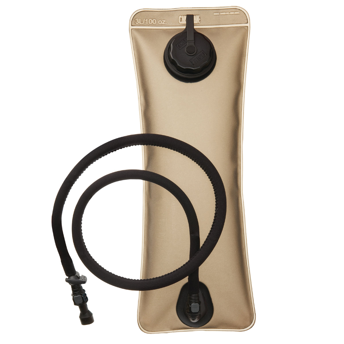 Comes standard with CamelBak’s Water Beast™ durable material, leak-proof screw-cap and Big Bite™ Valve.  FEATURES Includes HydroLink™ with reservoir shut-off at exit port TECH SPECS WEIGHT 3L: 250g www.moralepatches.com.au