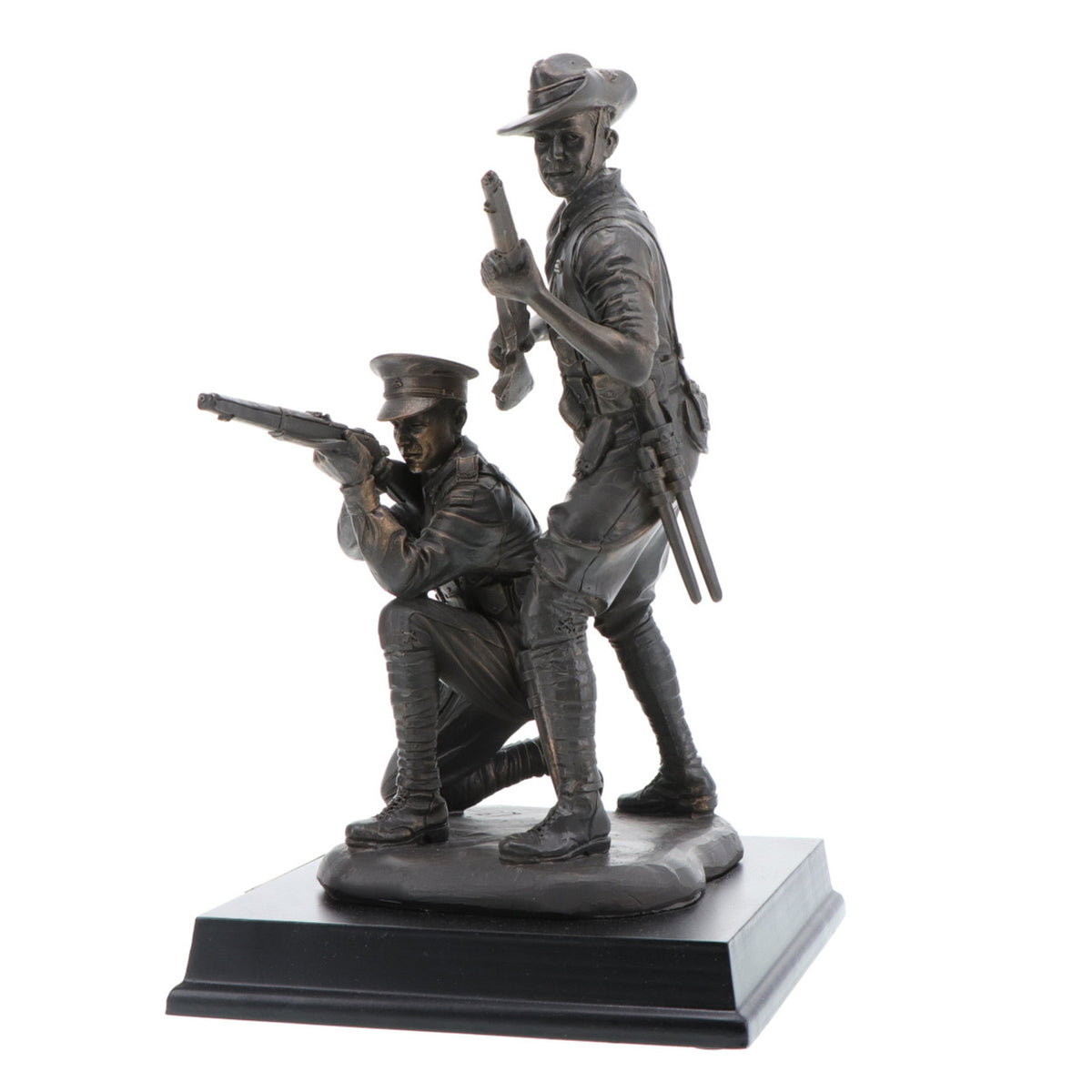 The beautiful 2015 release Sands of Gallipoli Their Spirit Gallipoli Centenary Bronze Figurine, shares the spirit of Gallipoli with this amazingly detailed Limited Edition cold cast bronze figurine. Standing 240mm with a glass vial of actual sands collected from the landing beaches at Gallipoli set into the timber base, this is an heirloom to be treasured through the ages. Only 5,000 available worldwide. www.moralepatches.com.au