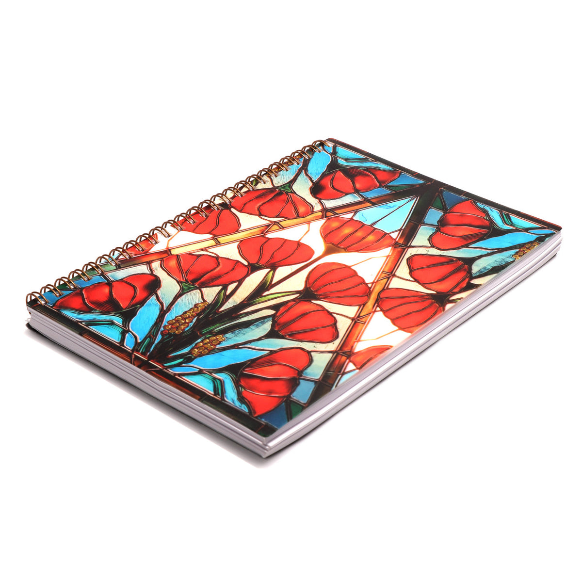 The A5 spiral notebook from the Courage, Honour, and Sacrifice Poppy series is a beautifully crafted piece that blends practicality with elegance. Featuring a stunning stained-glass-inspired poppy design, this notebook offers ample space for your notes, ideas, and memories. www.moralepatches.com.au