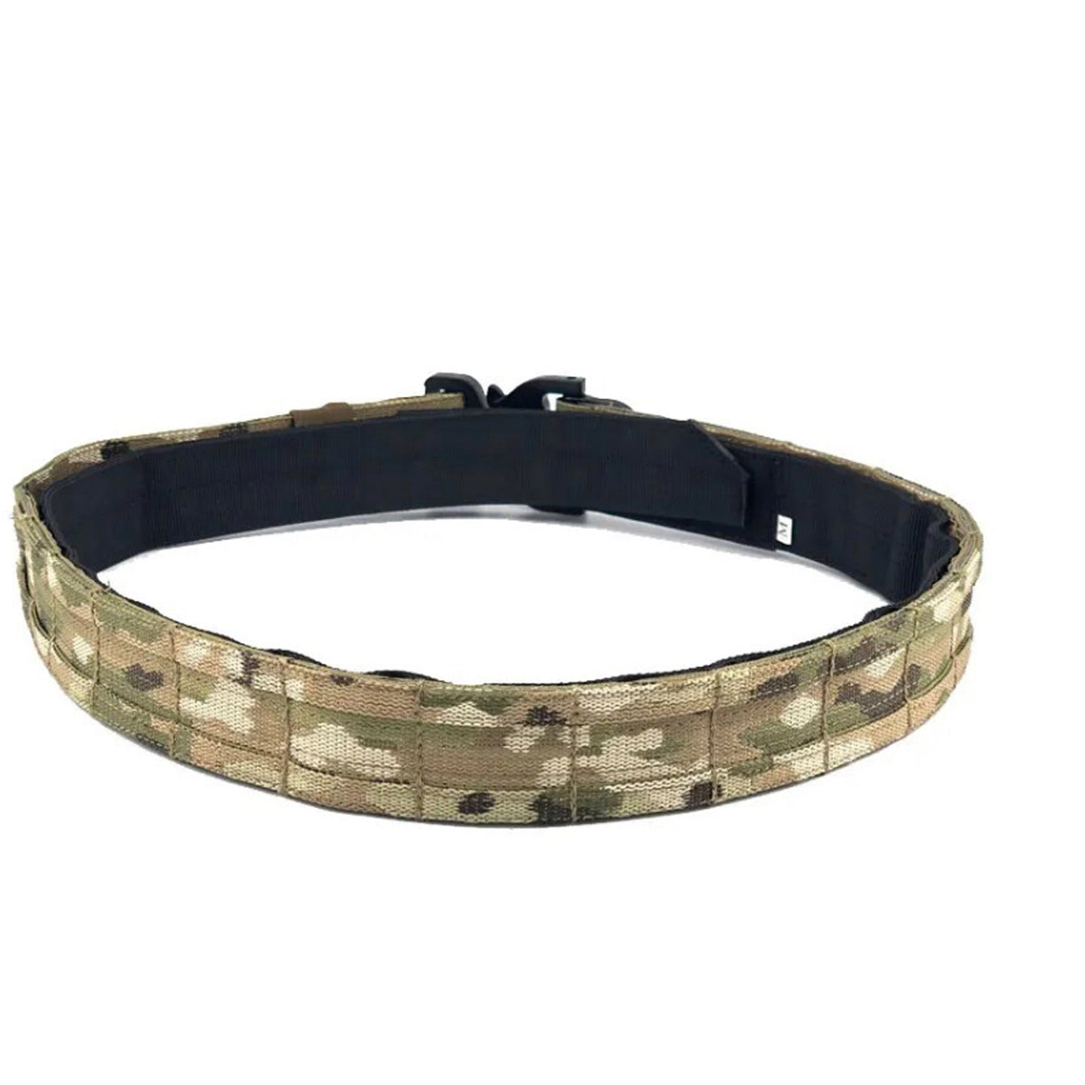 Be strong and secure like never before. Perfect for securing all of your EDC essentials. An internal black belt loop ensures a secure fit combined with the outer Multicam belt with Hook, MOLLE System for hassle-free attachment and stabilization of pouches! Experience unparalleled strength with a 3.8cm width. www.moralepatches.com.au back