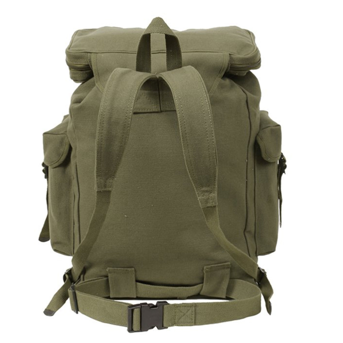 Strong canvas material Metal fastenings Backpack or shoulder bag Drop sack style with upper compartment 50 x 33 x 19cm www.moralepatches.com.au