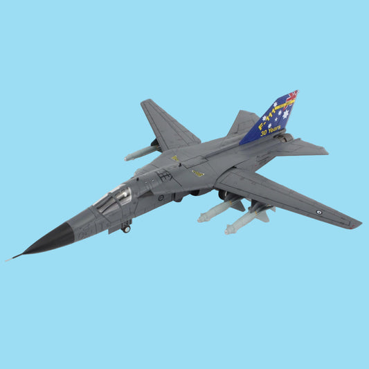 Relive three decades of Australian air force power with this formidable 1/72 scale F-111C "Pig" from Hobby Master, capturing aircraft A8-131 in its iconic 1973-2003 service livery. www.moralepatches.com.au