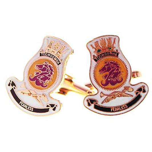 Add a touch of elegance to your wardrobe with HMAS Toowoomba 20mm full colour enamel cuff links. These stunning gold plated cuff links are ideal for formal or everyday occasions - the final touch to any ensemble! www.moralepatches.com.au