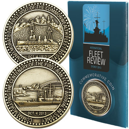The Celebrate the Royal Australian Navy's 100 year milestone with the IFR Coin in Blister Pack is a treasured memento, featuring the IFR celebration logo on the face and a reproduction of the 1913 commemorative coin with HMAS Australia on the reverse. www.moralepatches.com.au