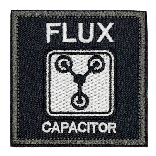 Flux Capacitor Embroidery Velcro Backed Patch.   Size: 7.5x7.5cm   HOOK AND LOOP BACKED PATCH(BOTH PROVIDED) www.moralepatches.com.au