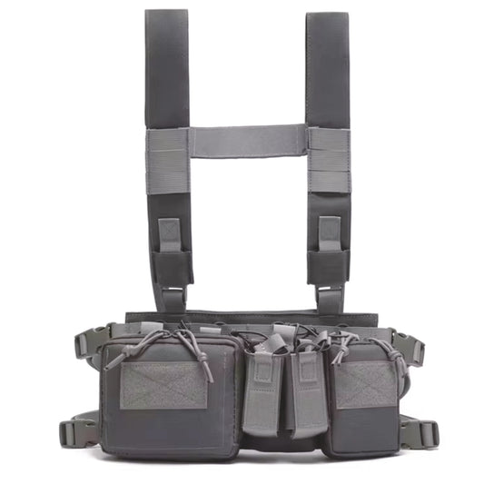 The Stealth OPS Gear Chest Rig Harness in Gray is crafted from durable 500D Nylon, offering strength without the bulk. Its lightweight and compact design ensures maximum mobility and speed with minimal drag. Equipped with four large magazine pouches, two smaller ones, and two front pouches, it’s perfect for airsoft, military drills, and cadet training. Stay agile and prepared with this reliable chest rig. www.moralepatches.com.au