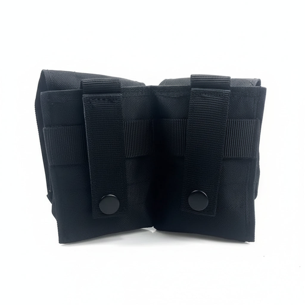 Engineered for tactical efficiency, this Double Frag Grenade Pouch secures F1 grenades and comparable equipment with reliable precision. Constructed from hardwearing 500D nylon with an integrated rear panel and MOLLE webbing, it delivers durability where it counts. www.moralepatches.com.au