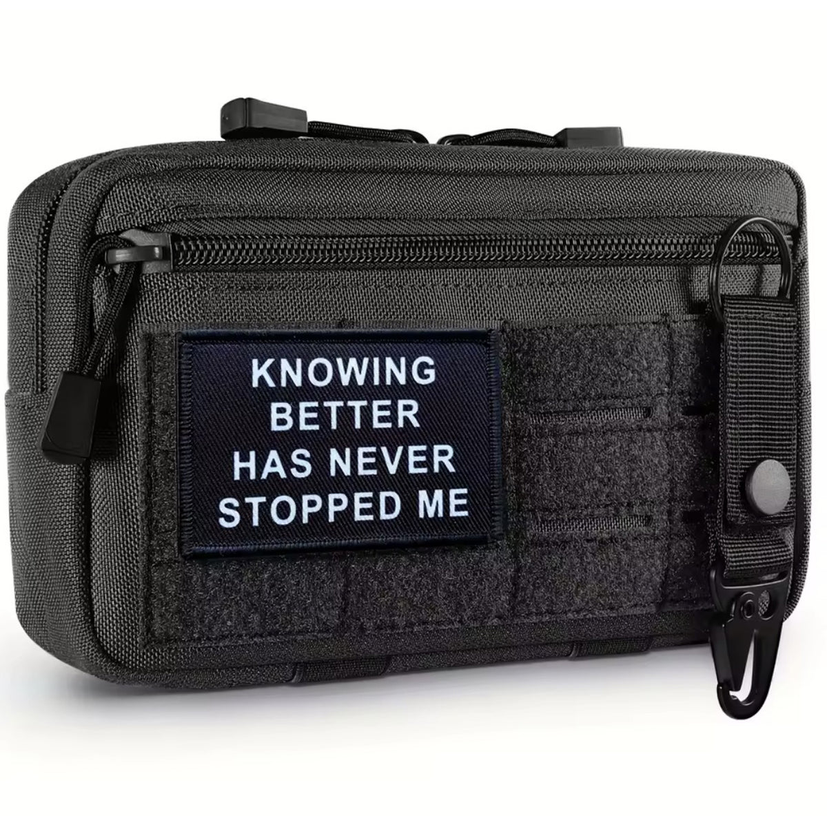 Unleash your attitude with the Knowing Better Has Never Stopped Me Embroidery Patch Hook &amp; Loop. Featuring an embroidered design and hook &amp; loop backing, this 8x5cm patch is the perfect addition to your collection. www.moralepatches.com.au