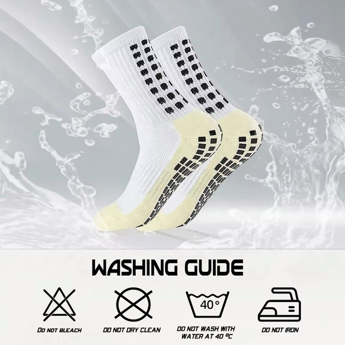 Step out in style and make a statement with our Anti-Slip Blue &amp; Grey Socks - available in size EUR 36-43. Crafted from polyester and cotton with silicone anti-slip dots, these mid-calf socks not only offer supreme comfort but also boast a beautiful and vibrant design. The perfect gift for someone special or a treat for yourself, order your pair now! www.moralepatches.com.au