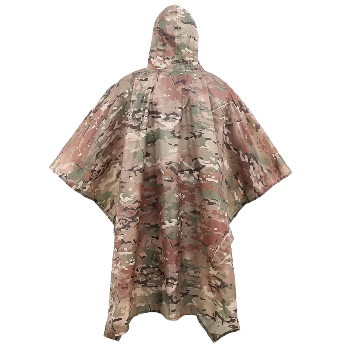 This poncho is made from durable 100% polyester and showcases a Multicam pattern, ensuring both functionality and style. Its waterproof PU2000mm rating keeps you dry in any weather, while the front pocket and snap closure provide convenience. The included stuff bag makes it portable, and the grommets on every corner allow for secure use in any situation. Sized at 210x140cm, it's compact and lightweight for easy packing. www.moralepatches.com.au