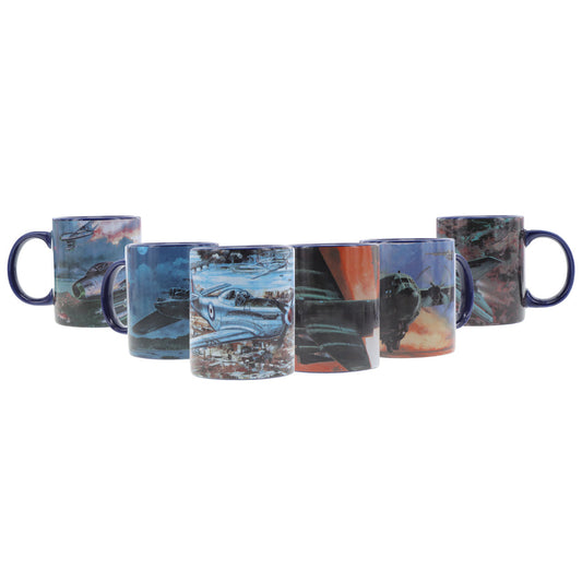 A collection of six limited edition coffee mugs featuring the stunning artwork of Drew Harrison and some of the most recognisable aircraft of the Air Force's history. Limited to only 1000 sets. www.moralepatches.com.au
