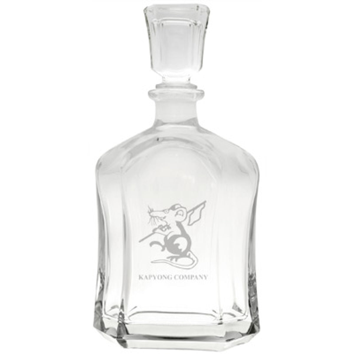 Bring your dining experience to life with the Kapyong Company Italian Glass Decanter. This elegant, 750ml decanter proudly displays the company crest, etched with precision onto the sleek glass surface. www.moralepatches.com.au