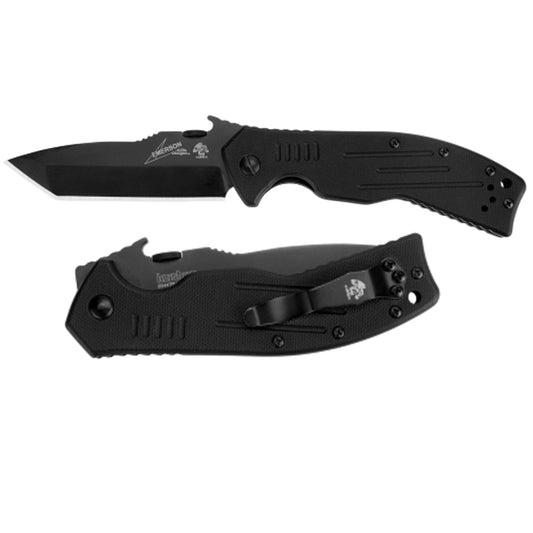 This tactical tanto is from Kershaw Knives and Emerson Knives who joined forces for a series of knives that combine the precision engineering of Kershaw with Emerson’s uncompromising functional design. www.moralepatches.com.au