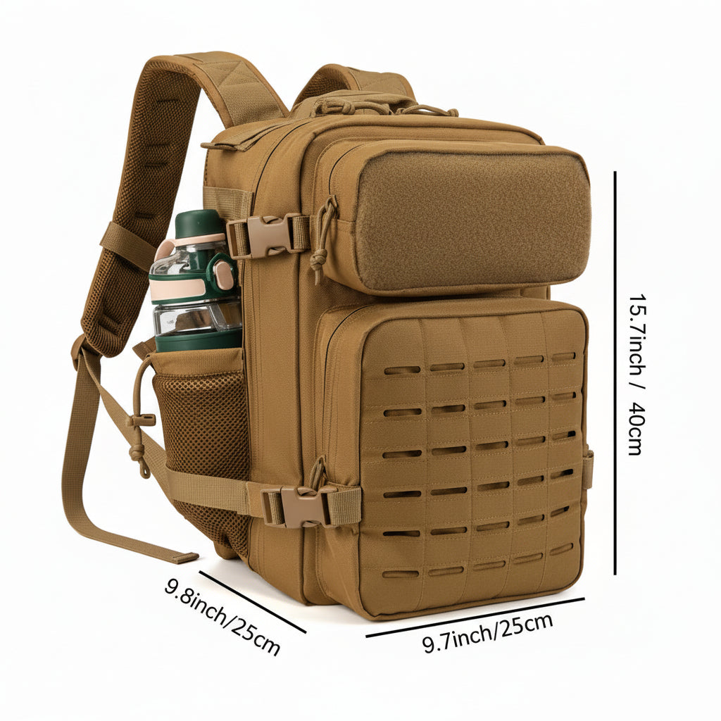 Built for operators who demand tactical precision, this 25-litre MOLLE backpack combines rugged 900D polyester construction with intelligently designed multi-layered storage compartments. www.moralepatches.com.au