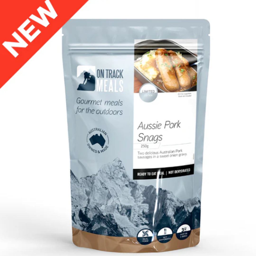 Limited edition&nbsp;— two tasty Aussie Pork Sausages cooked just right, smothered in a sweet onion gravy that’s packed with flavour. Perfect paired with our Pumpkin &amp; Potato Mash or tucked into a piece of bread for a proper feed on your next outdoor adventure. www.moralepatches.com.au