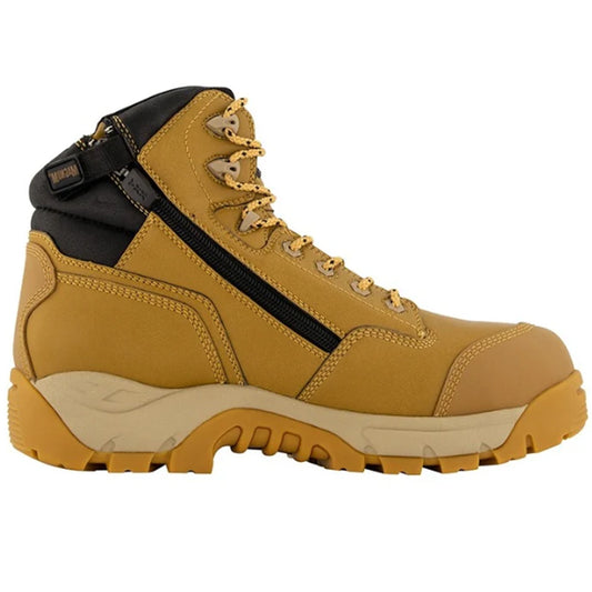 Spend long hours on your feet without discomfort with the Magnum Men's Precision Max Work Boots. These boots offer waterproof, breathable Clarino microfiber uppers and protective composite toes, all crafted with vegan-friendly materials. The fast-wicking lining helps manage moisture, keeping your feet dry and comfortable. www.moralepatches.com.au