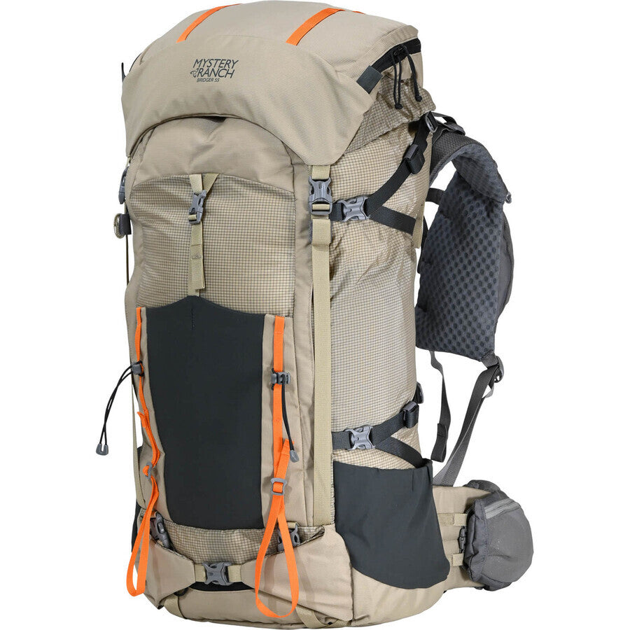 The BRIDGER 55 offers a feature-rich, weight-conscious, and durable pack that supports your overnight mission.  FEATURES Breathable Endurance Yoke with pocketed shoulder pads Built with high abrasion-resistant fabric and water-resistant zippers Internal spring-steel wire frame Generous removable lid that converts to a hip sack www.moralepatches.com.au